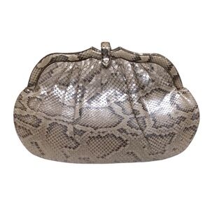 Judith Leiber Silver Snakeskin Clutch